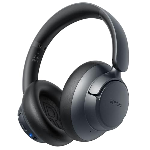 BERIBES Bluetooth Kopfhörer Over-Ear,Active Noise Cancelling Kopfhörer mit Mikrofon,Transparenten Modi, 70h Spielzeit im ANC-Modus,Hi-Res Audio, Tiefer Bass,Schnellladung,3.5MM Cable