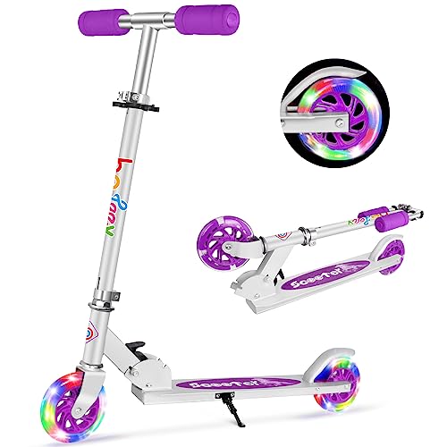 BELEEV Roller Kinder 2 Räder, Klappbar Kinderroller für Mädchen Jungen, Tretroller mit LED Leuchtende Räder, 3 Höhenverstellbare, Ständer, Scooter for Kinder ab 3-12 Jahre