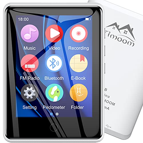 Timoom M6 32GB MP3 Player 2,8' Touch screen Sport Musik-Player mit Kopfhörer, Lautsprecher, Radio, E-Book, Video, Voice Recorder, 16 Stunden Laufzeit Weiß