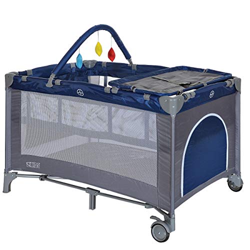 LCP Kids Babyreisebett Faltbar, Wickelauflage, Transporttasche ab Geburt bis 15 kg, Blau