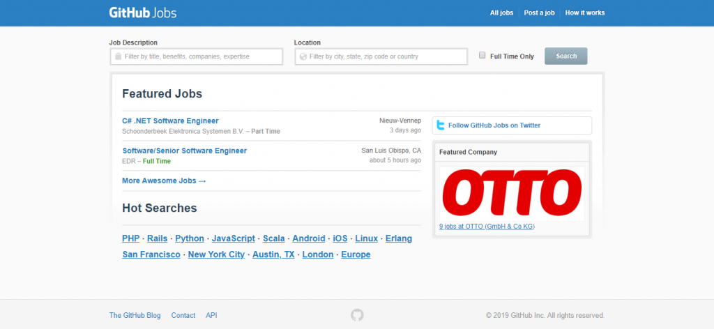 GitHub Jobs Screenshot