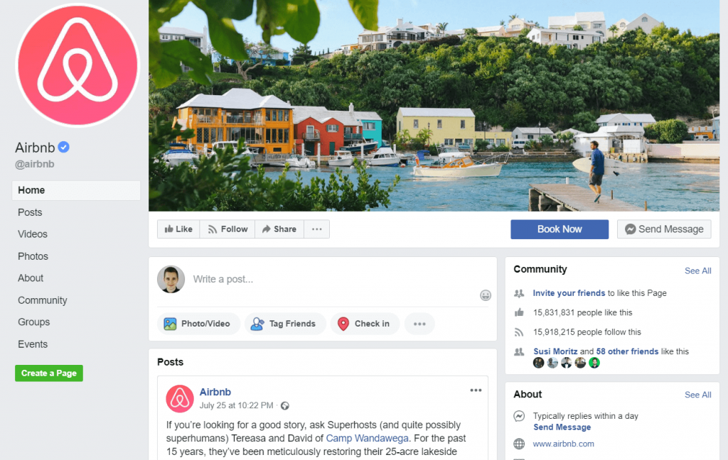 Airbnb Facebook