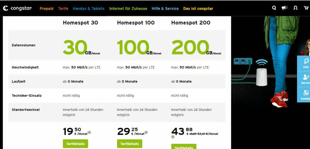 Congstar Homespot Kosten und Tarife